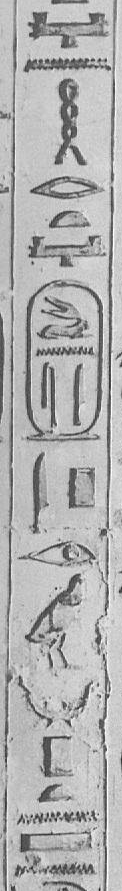 Photographed column of hieroglyphs, Pyramid of Unas plate 21 (col 11)
